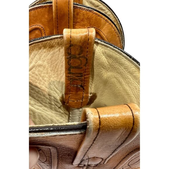 Vintage 1970s Dingo Leather Cowboy Western Boots Tan Embroidered Mens 10 E Wide - Picture 5 of 14